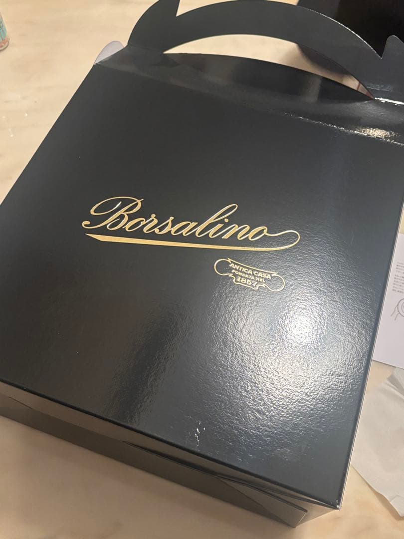 ボルサリーノ 黒ウールフェルトハット・フェドーラスタイル