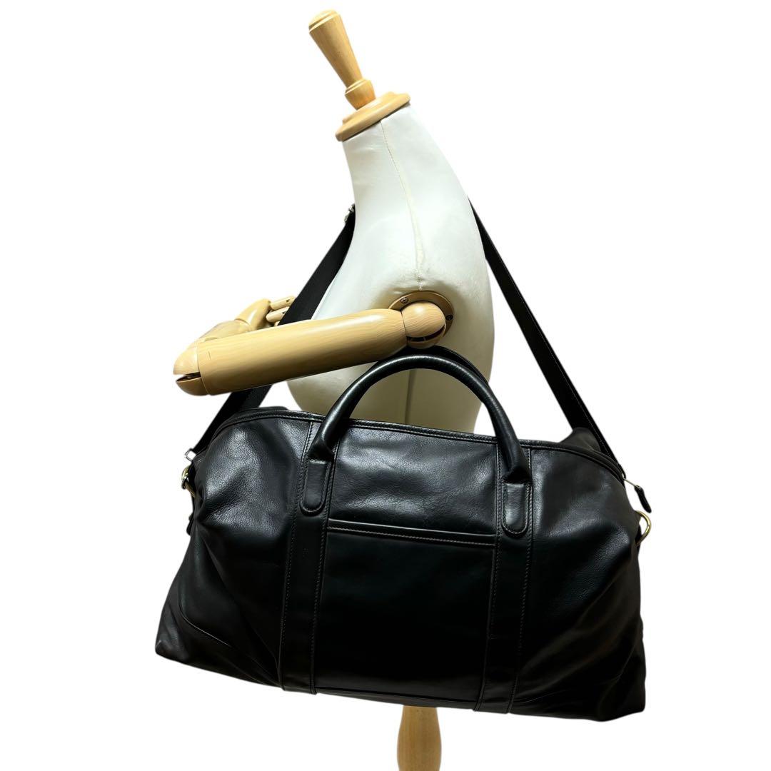 オールドコーチ　ボストンバッグ　オールレザー　2way ショルダー　鍵　ブラック