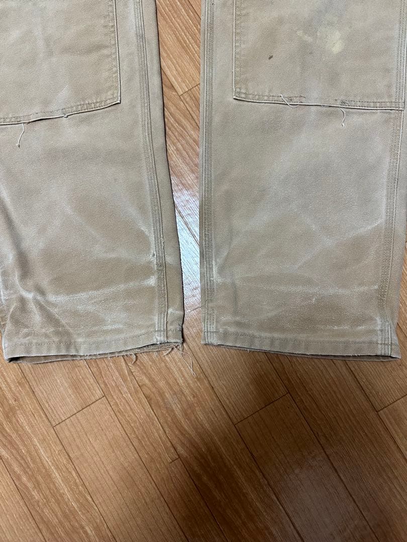 90s USA製 星タグ カーハート ダブルニー W36 フェード ブラウン