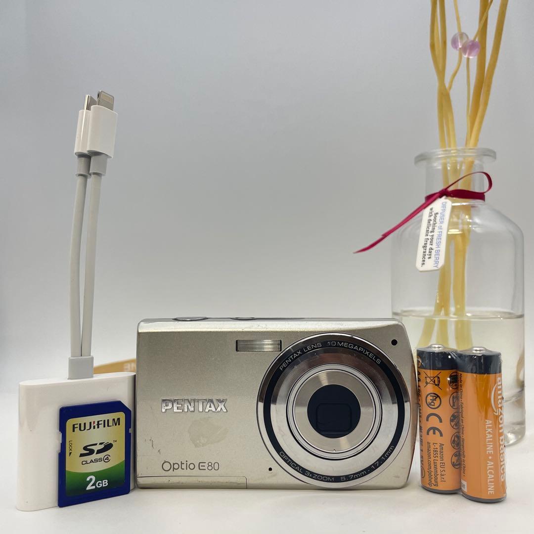 スマホ転送OK✨PENTAX Optio E80✨動作確認済 単三電池 可愛い❤️