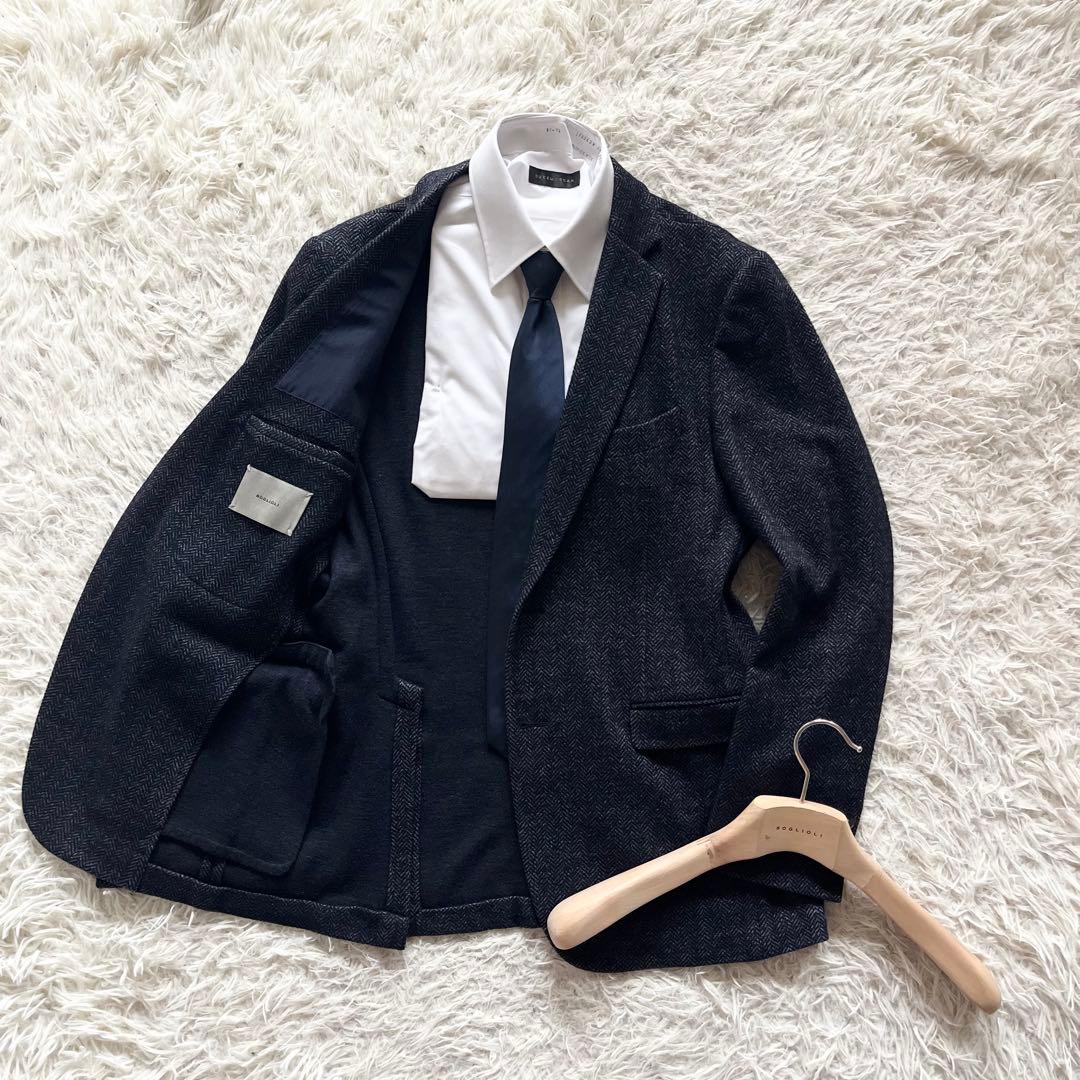 <美品>BOGLIOLI ネイビー ウール ジャケット サイズ48