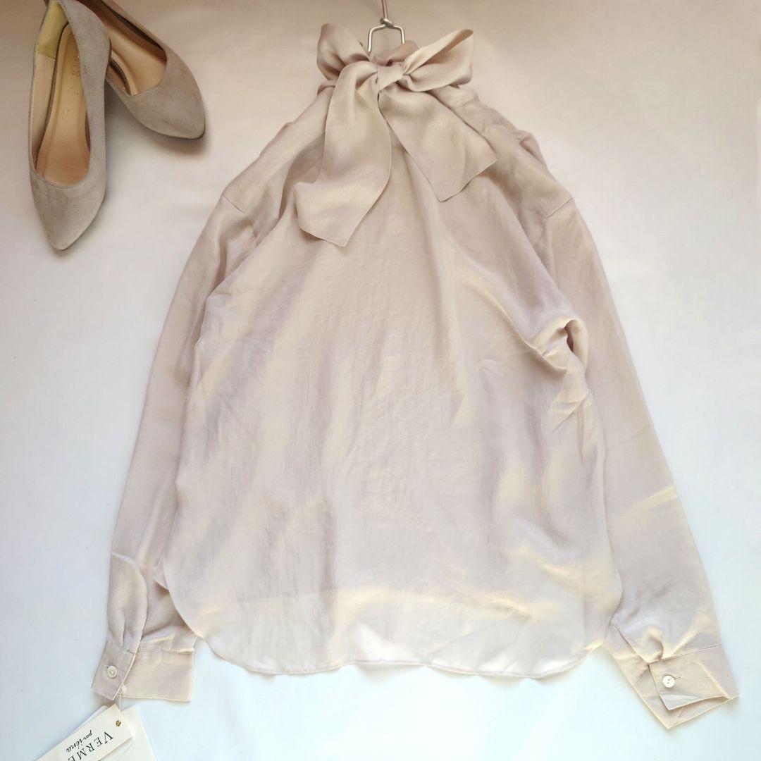 ☘️新品 ヴェルメイユパーイエナ ボウタイブラウス リボン 長袖 グレージュ F