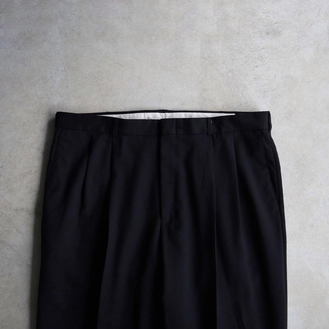 00s SLATES スレイツ ツータックスラックス 黒ブラック W40 L30