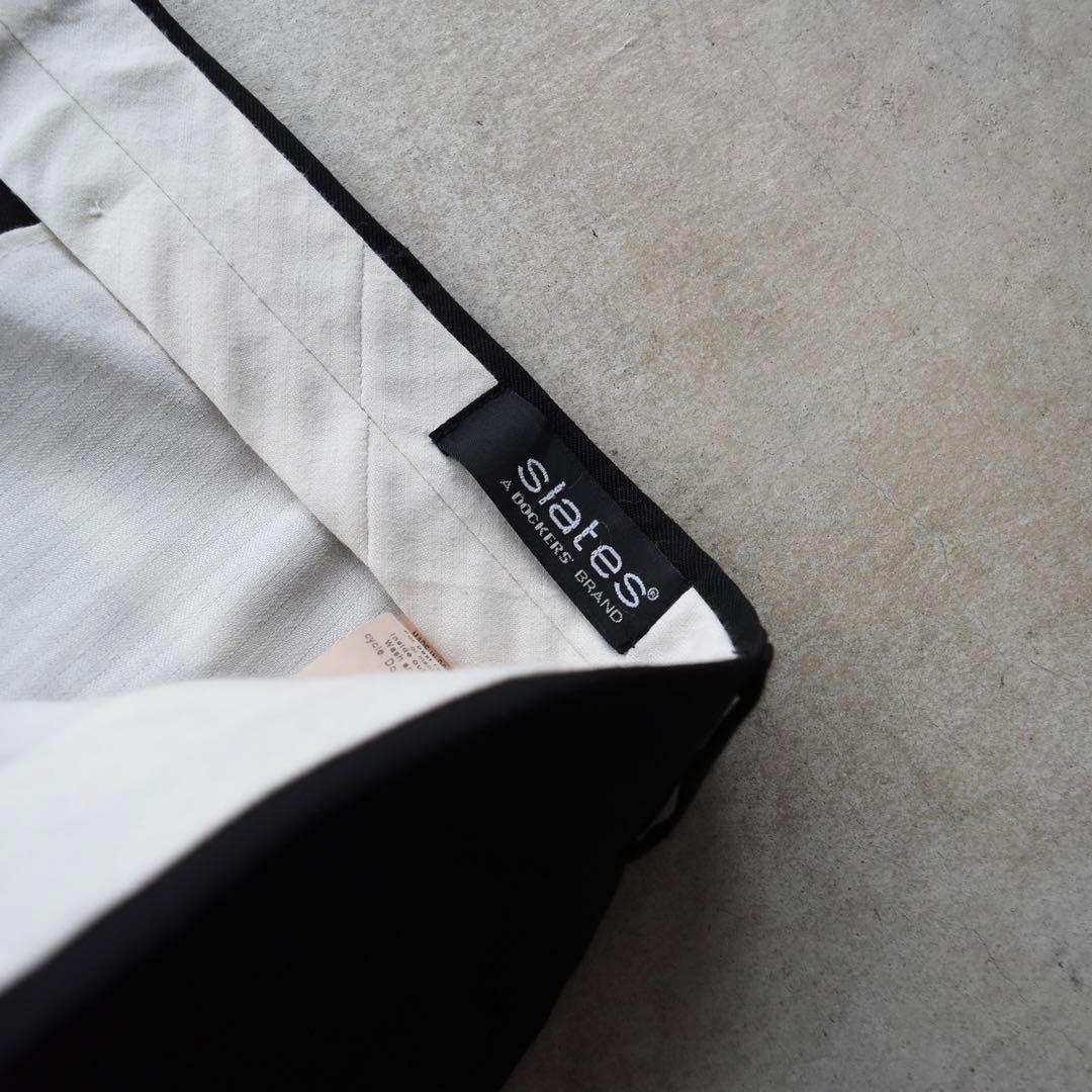 00s SLATES スレイツ ツータックスラックス 黒ブラック W40 L30