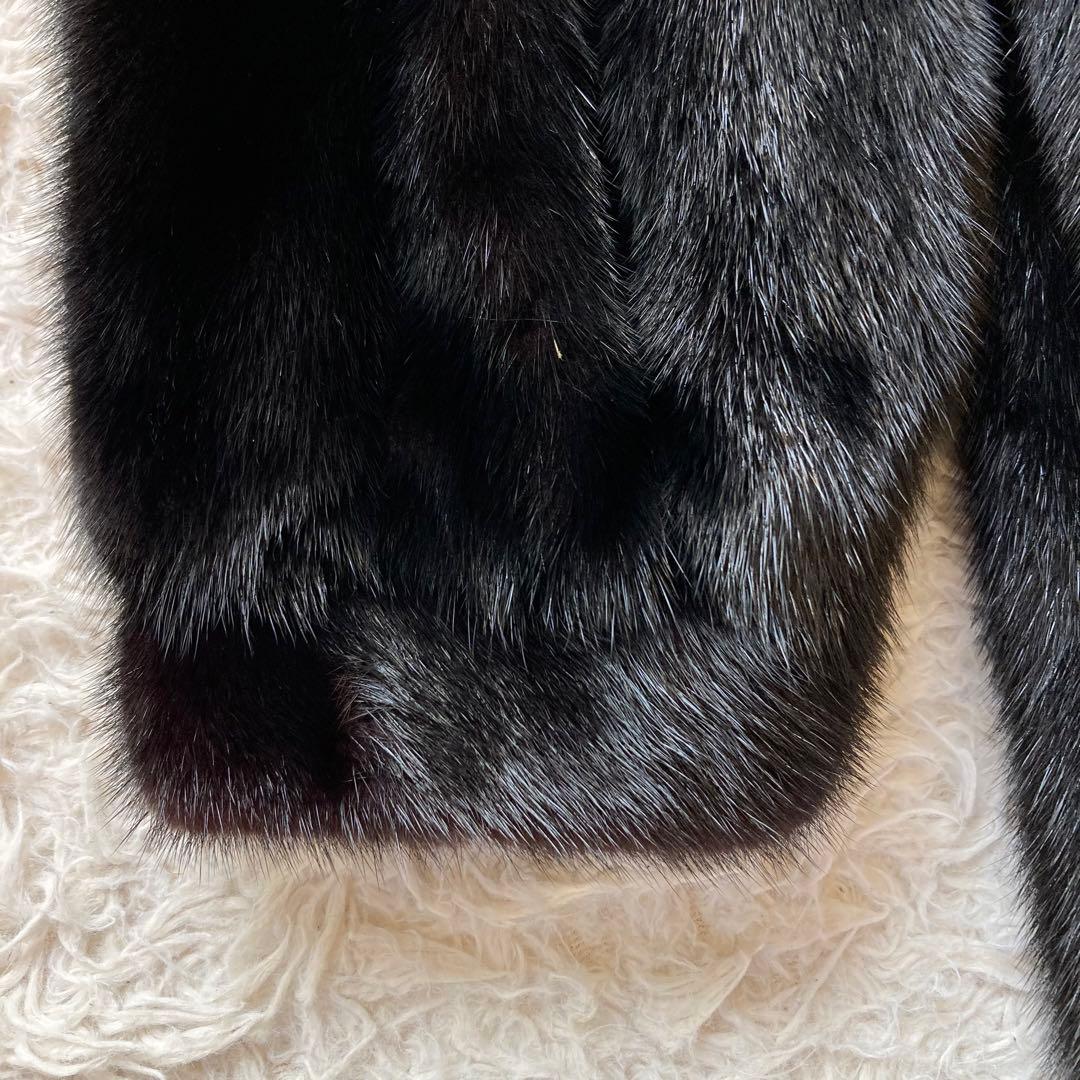 最高級 SAFURON サフロン ミンクコート 毛皮コート 黒　F リアルファー