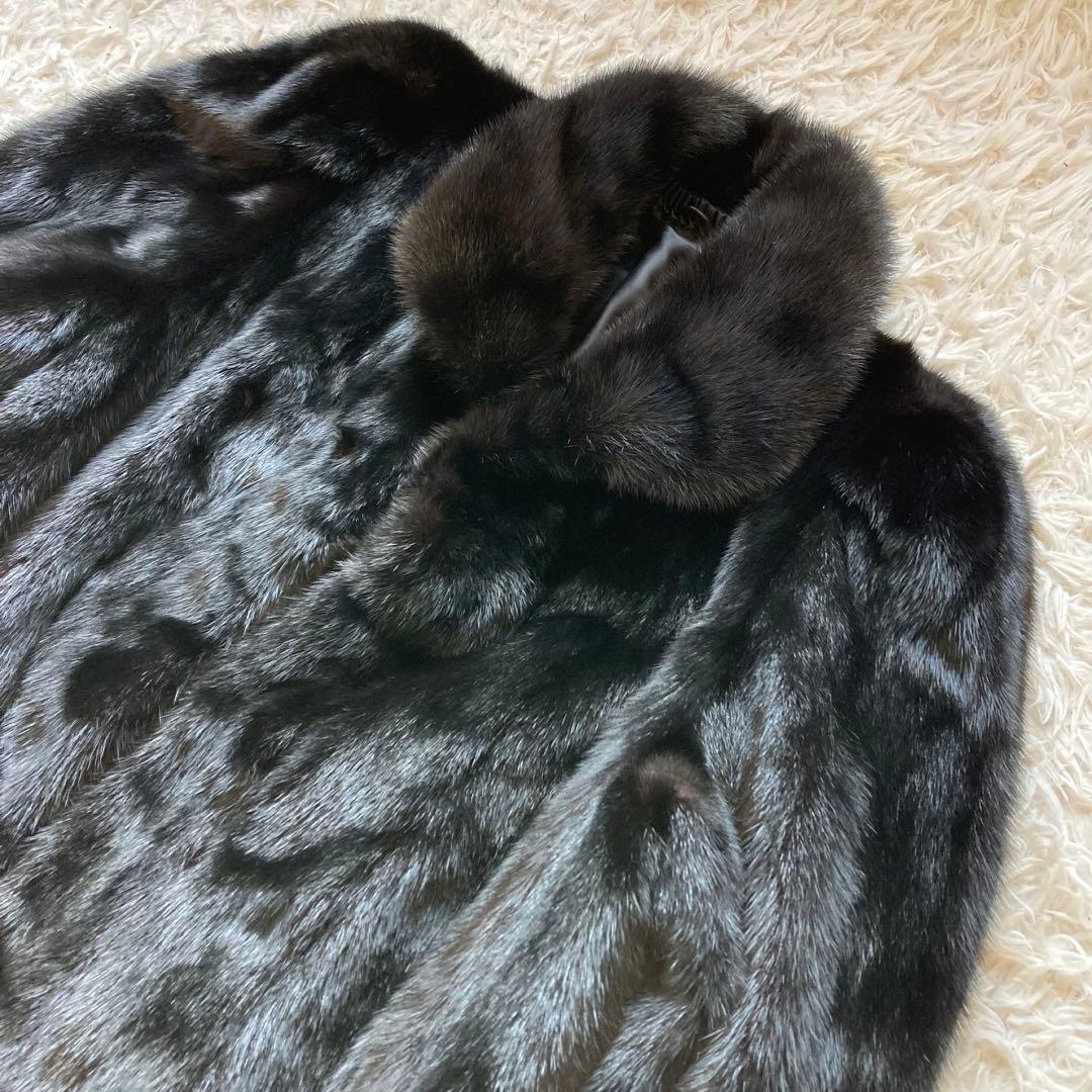 最高級 SAFURON サフロン ミンクコート 毛皮コート 黒　F リアルファー