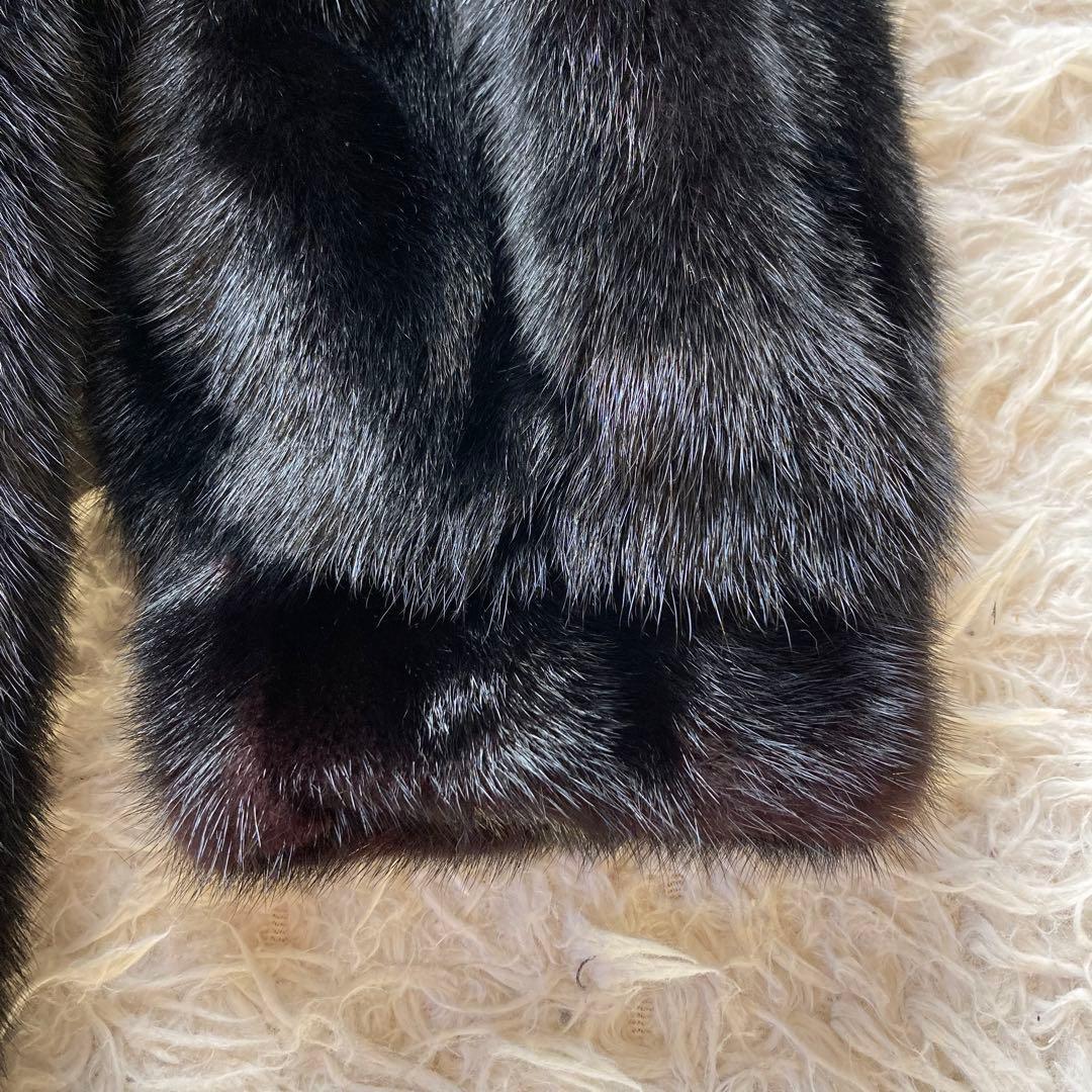 最高級 SAFURON サフロン ミンクコート 毛皮コート 黒　F リアルファー