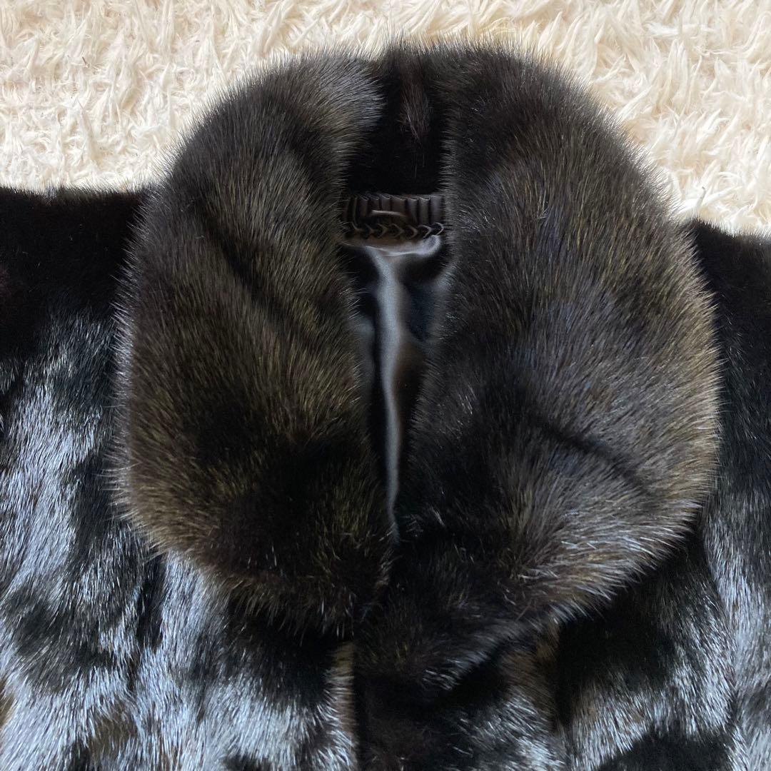 最高級 SAFURON サフロン ミンクコート 毛皮コート 黒　F リアルファー