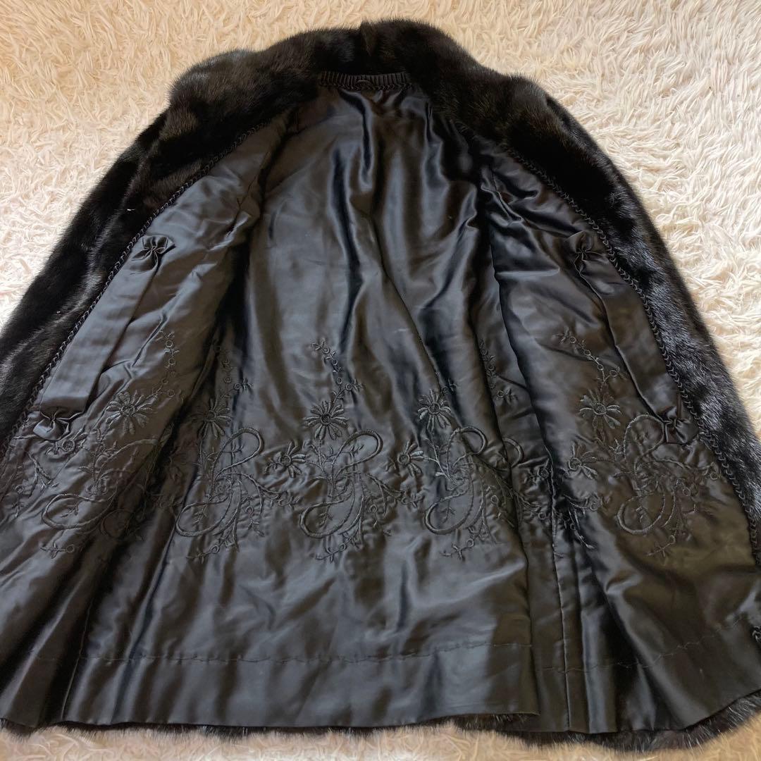 最高級 SAFURON サフロン ミンクコート 毛皮コート 黒　F リアルファー