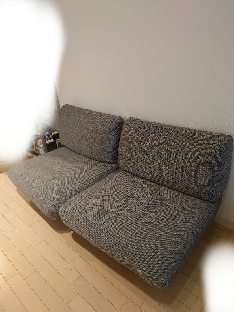 【無印良品】ゆったり座れるアームレスソファ　２シーター　ポリエステル平織　グレー