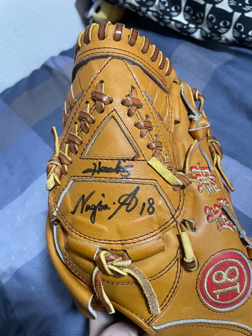 侍*オ様 新垣渚 実使用 グローブ アンダーアーマー 直筆サイン入り ソフトバン