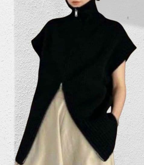 CLANE　ジップカラーニットベスト　ハイネック　ダブルジップ　黒　サイズ1