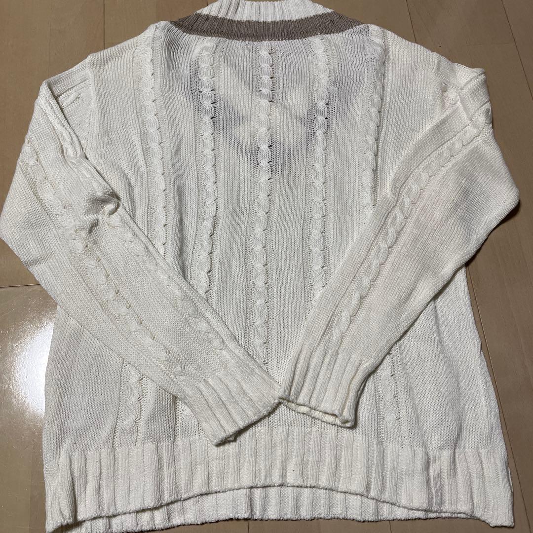 ニット Vandori 白×グレージュ　サイズL