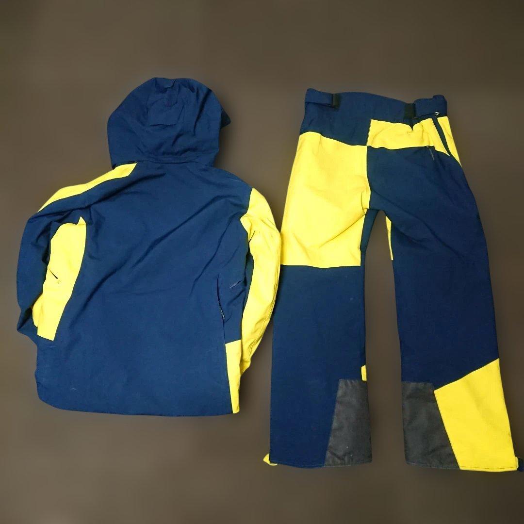 送料無料【FABLICE】訳有り 紺×黄スキーウェア上下まとめ S/S