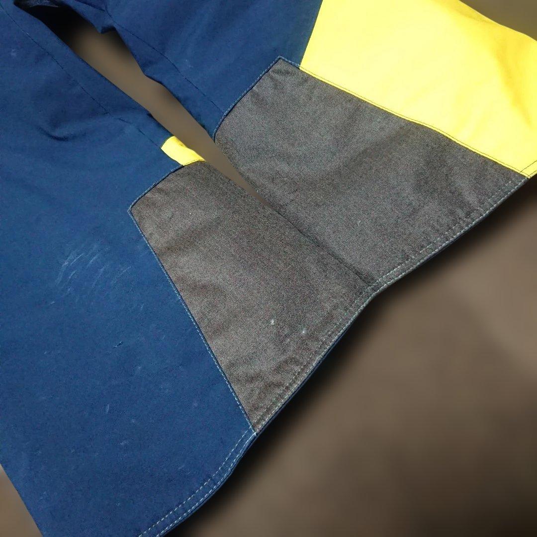 送料無料【FABLICE】訳有り 紺×黄スキーウェア上下まとめ S/S