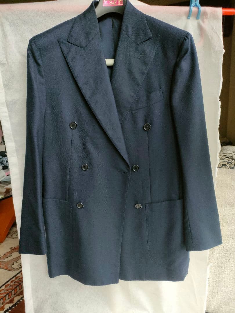 DePetrilloカシミヤネイビー ダブルブレスト テーラードジャケット