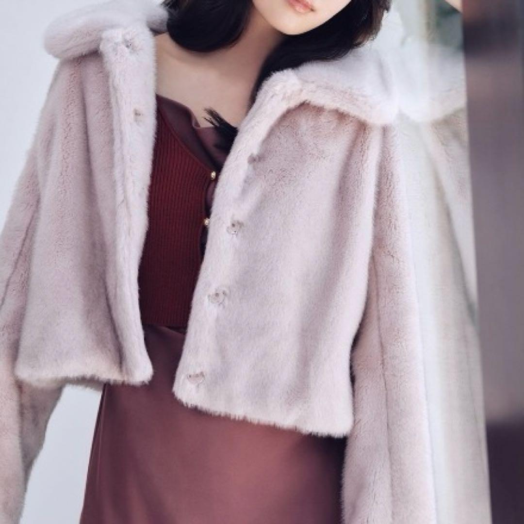 【新品タグ付】SNIDEL ステンカラーショートファーコートジャケット ピンク