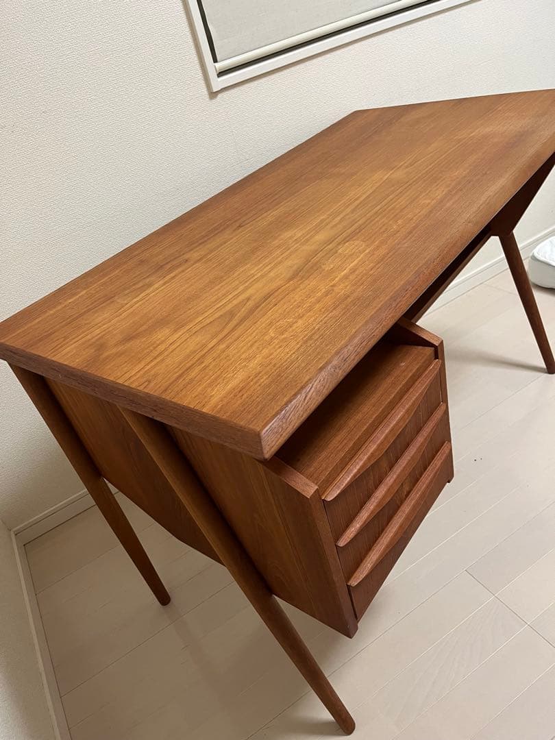 デンマーク製 アンティーク 木製デスク 3段引き出し付き