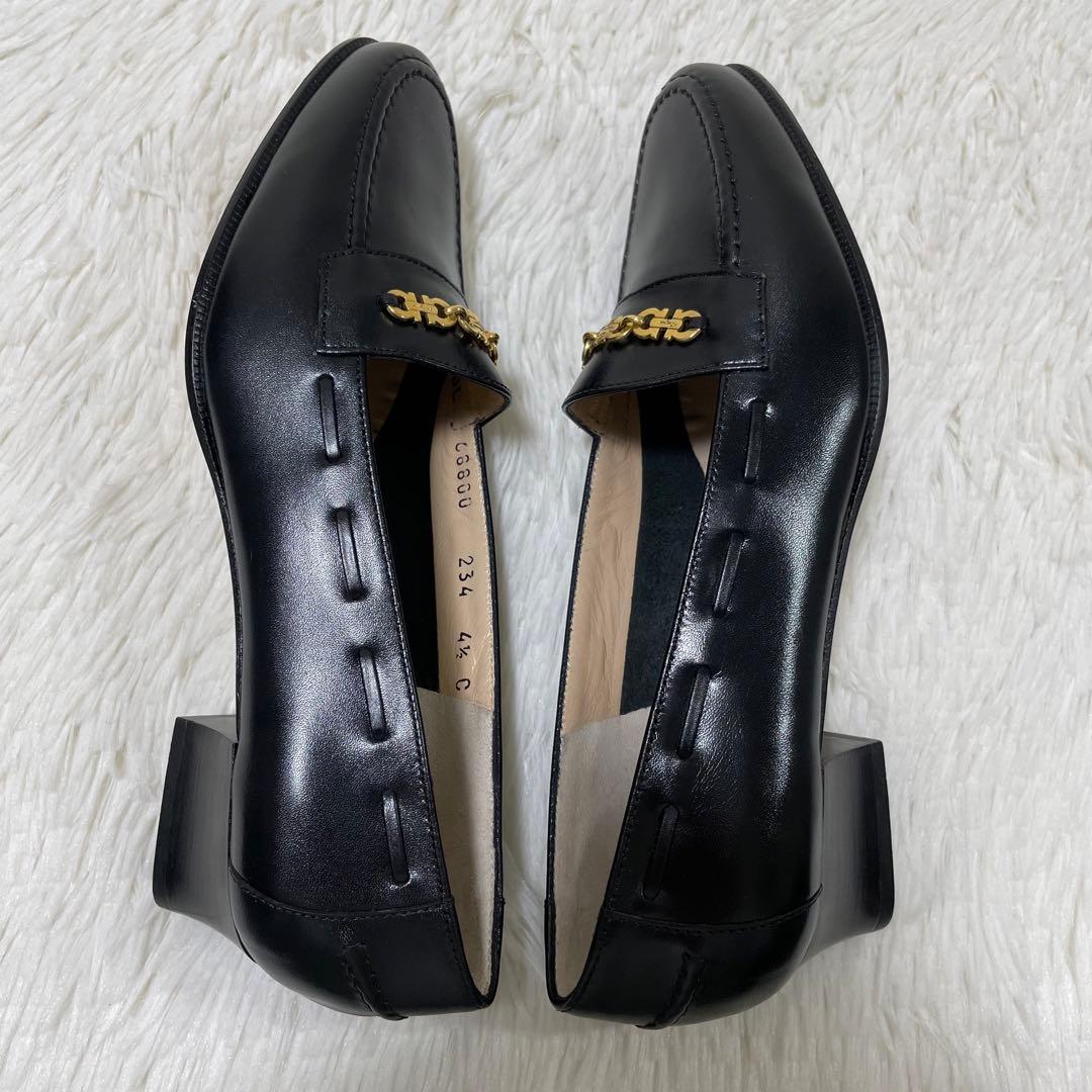 新品未使用品✨フェラガモ　ビットローファー　ヒール　パンプス　22cm 黒　金