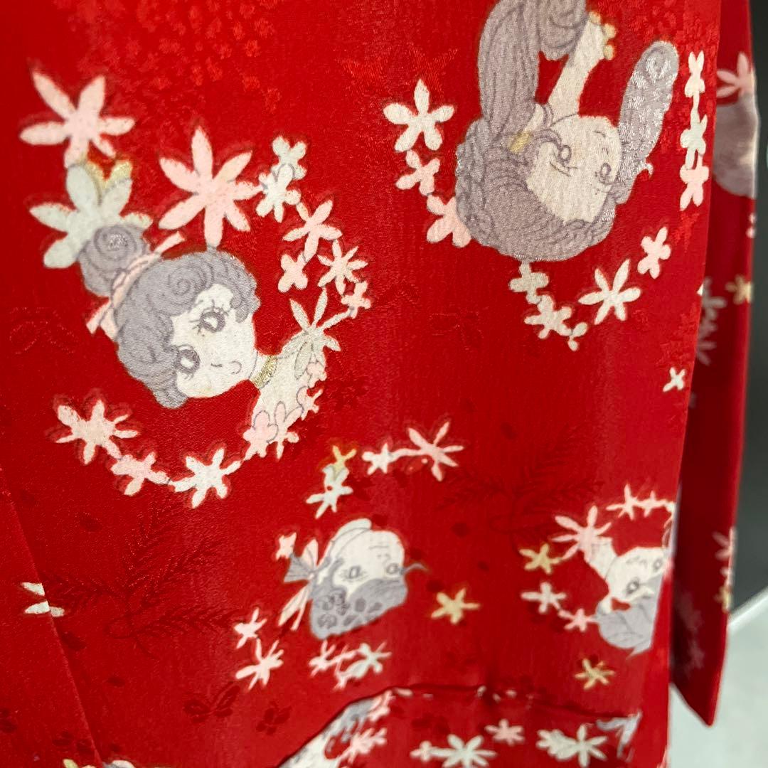 昭和レトロ　着物　昭和レトロ少女漫画　当時物　レア　レトロ生地　ファンシー