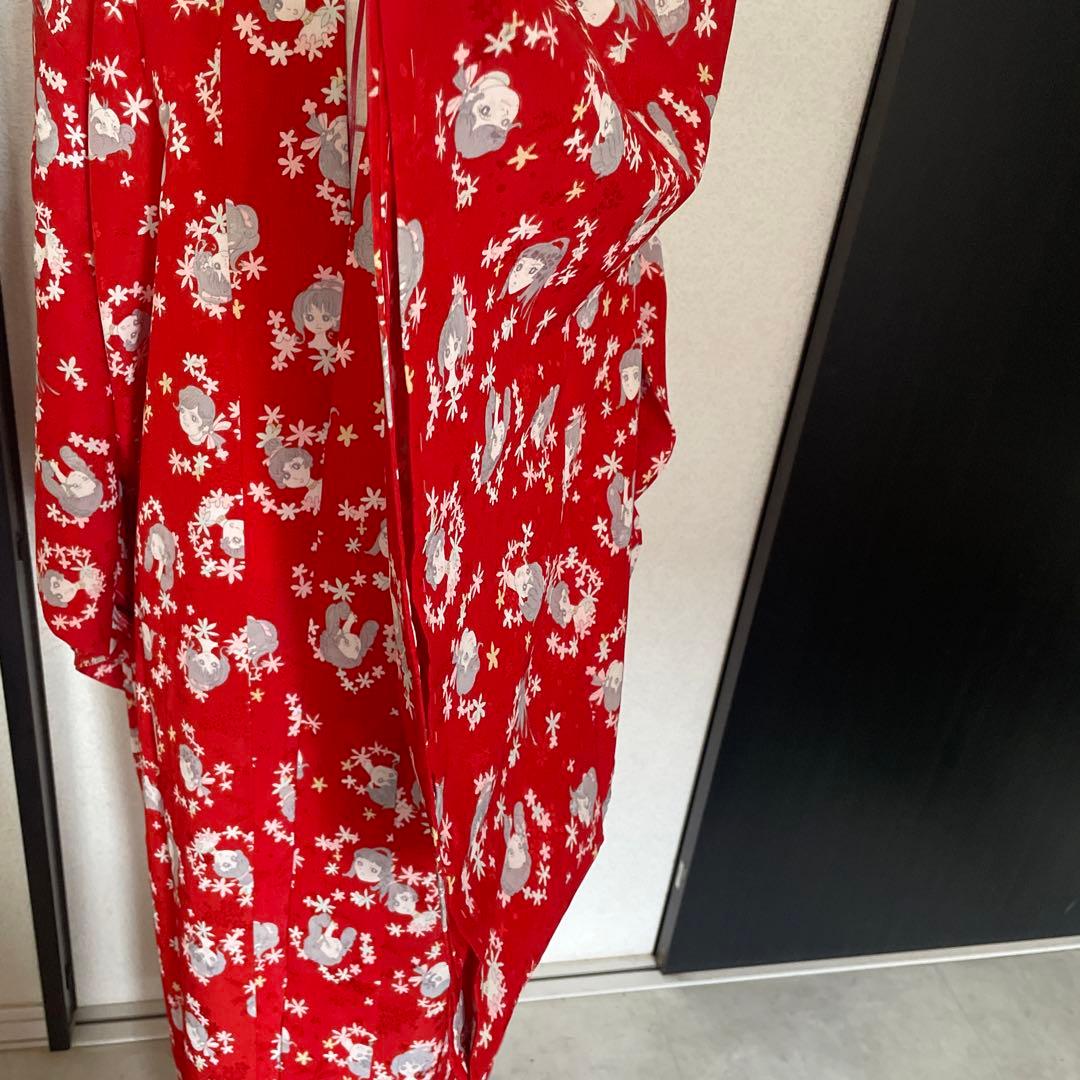 昭和レトロ　着物　昭和レトロ少女漫画　当時物　レア　レトロ生地　ファンシー