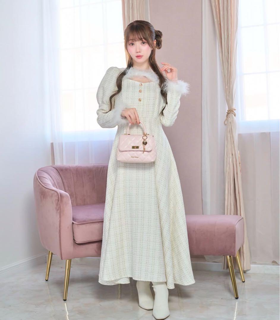 RoseMuse Tweed holiday dress ホワイト