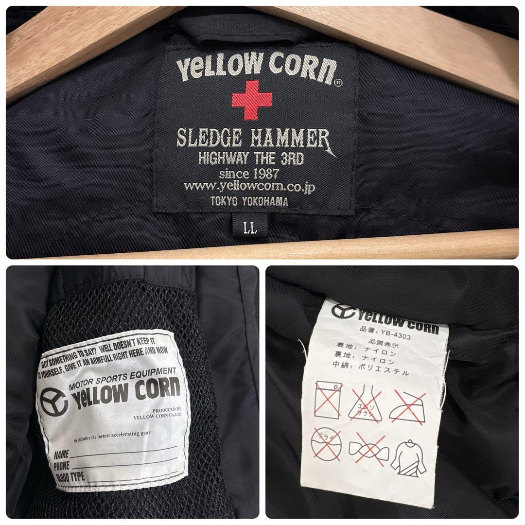 XLサイズ✨イエローコーン　ライダース　両肘プロテクターあり　ロゴ　ブラック