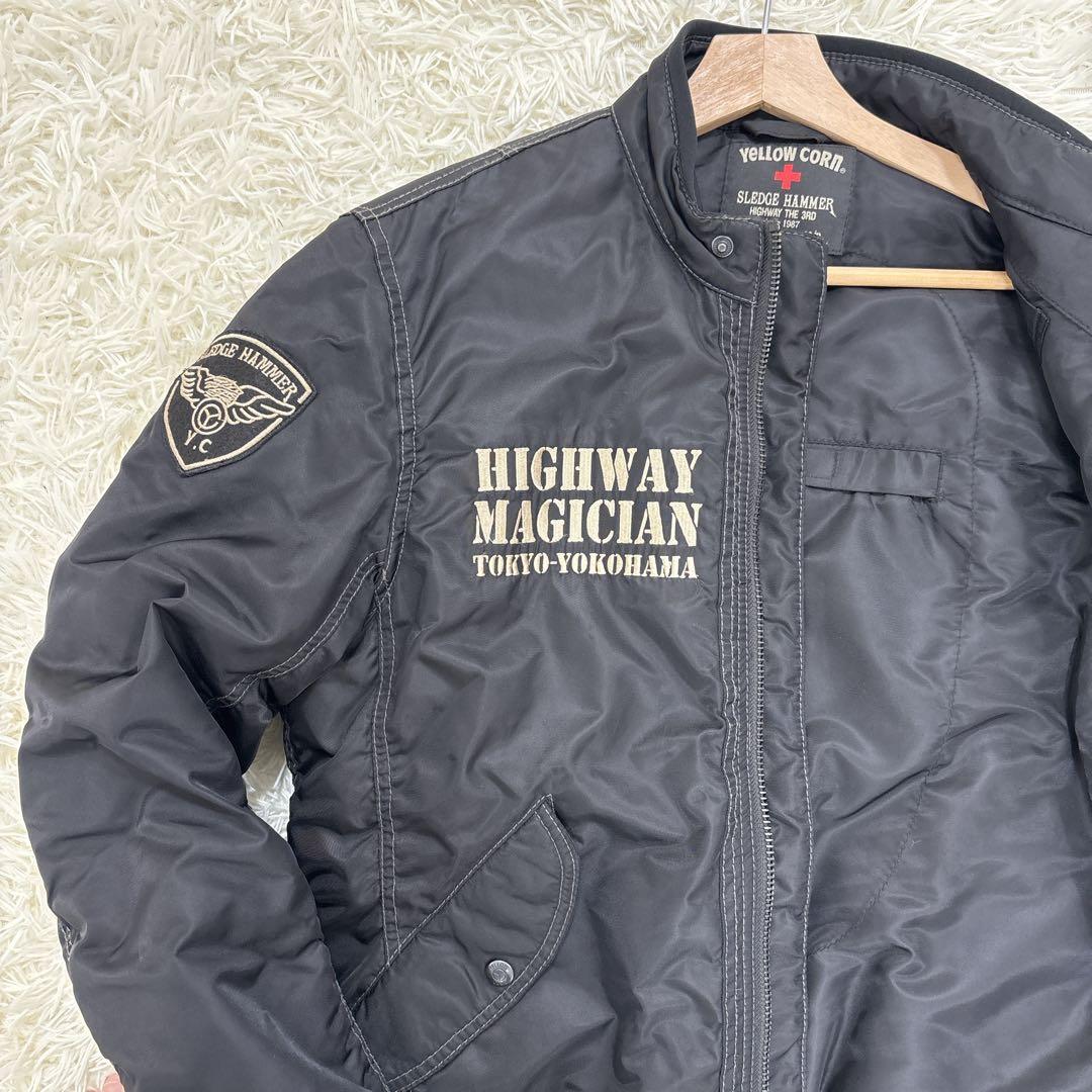 XLサイズ✨イエローコーン　ライダース　両肘プロテクターあり　ロゴ　ブラック