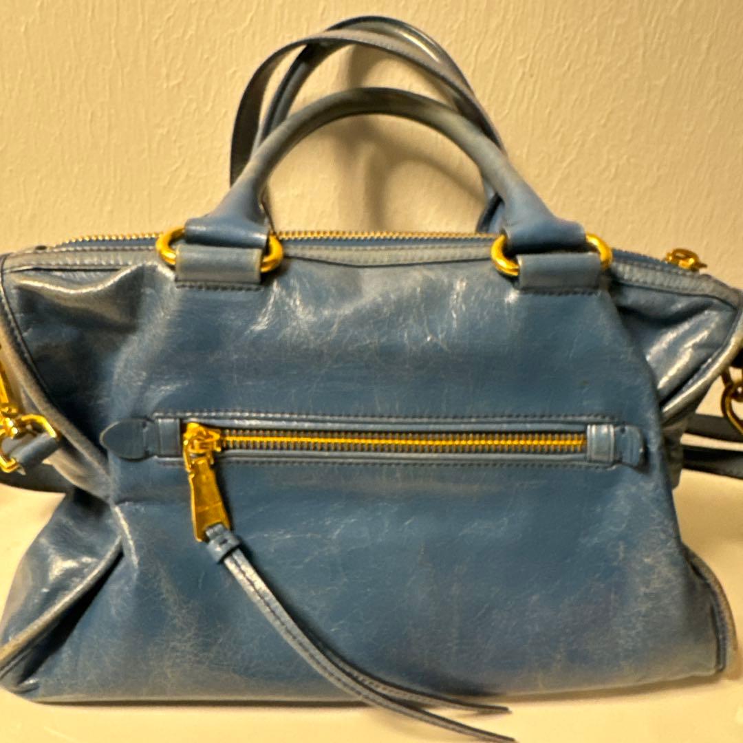 miu miu ハンドバッグ 青 レザー