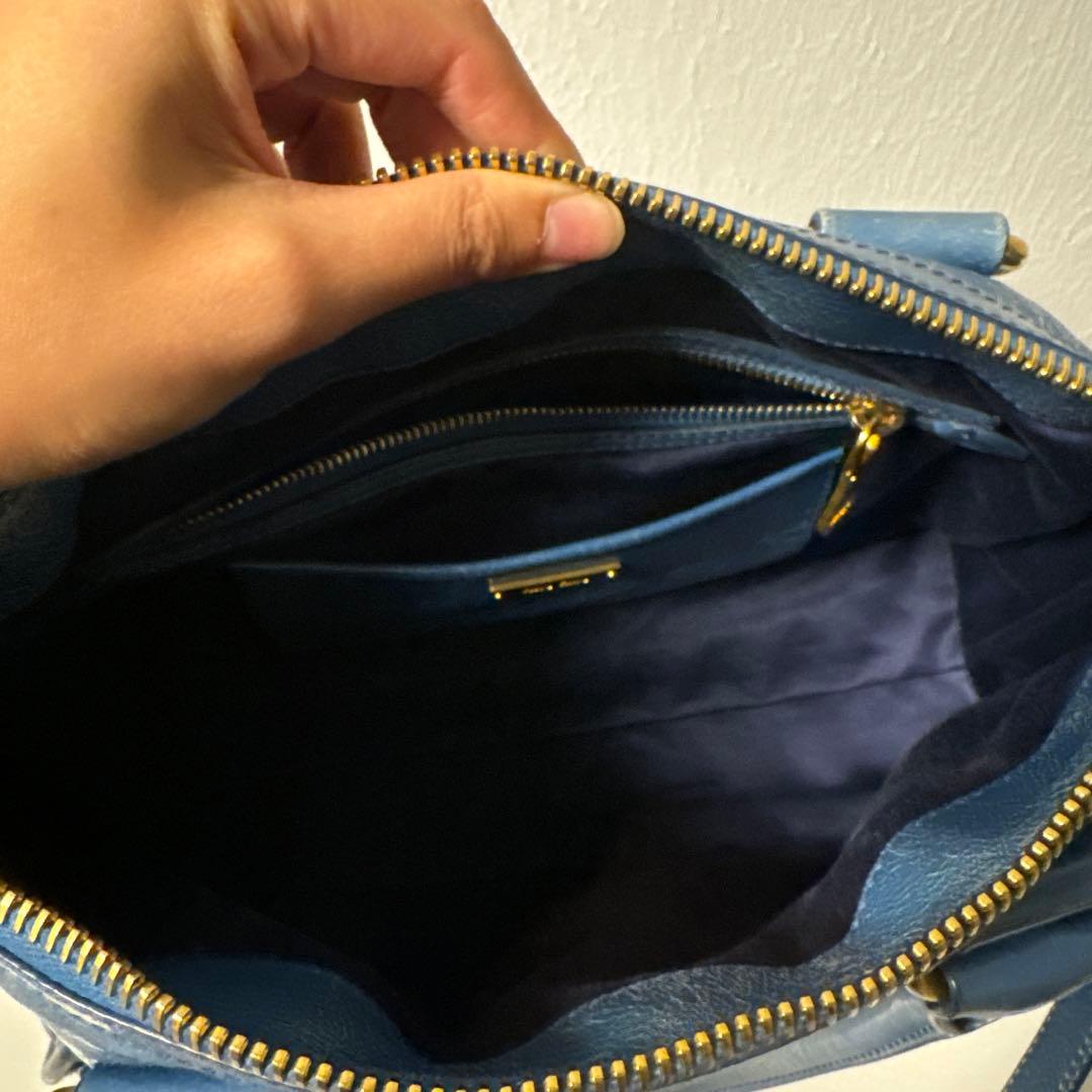miu miu ハンドバッグ 青 レザー