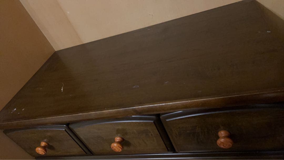 ブラウン木製チェスト 洋服タンス 5段＋引き出し3つ