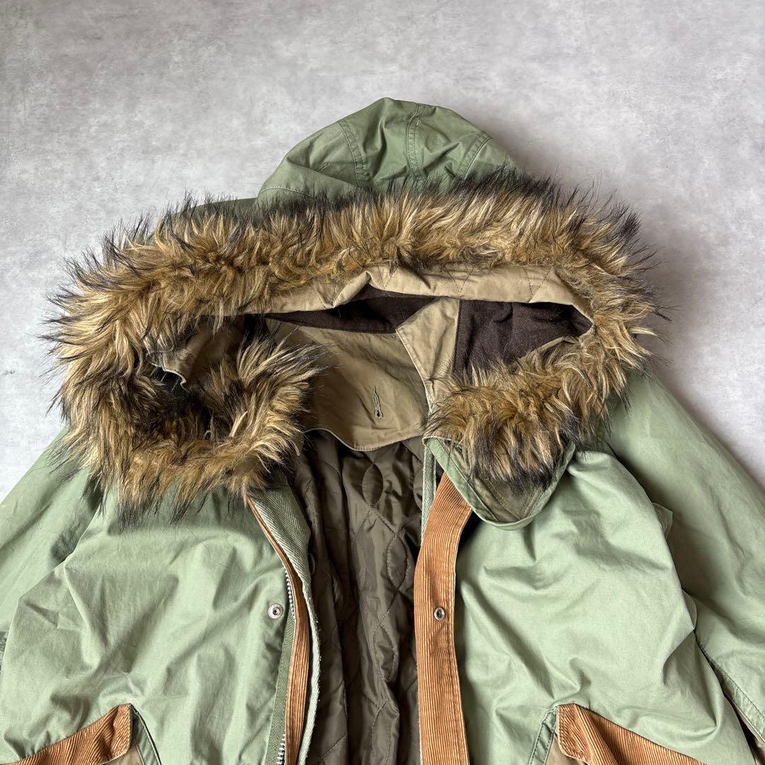 ★ ツモリチサト　中綿　ライナー付　ファー付　パッチワーク　異素材　モッズコート