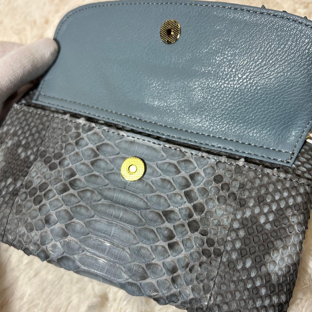 【PYTHONSKINGENUINE】高級素材パイソン　ショルダー 長財布