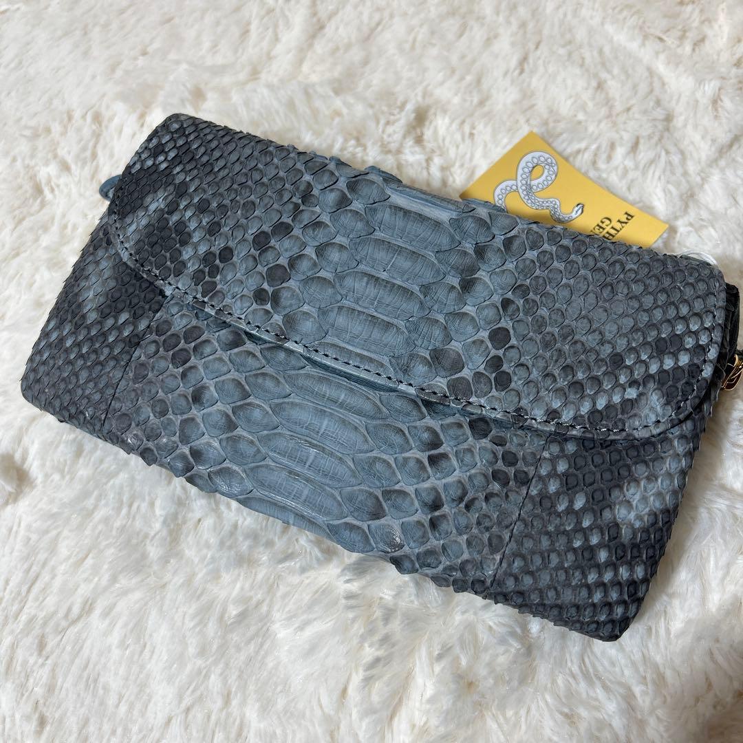 【PYTHONSKINGENUINE】高級素材パイソン　ショルダー 長財布