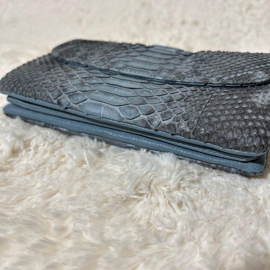 【PYTHONSKINGENUINE】高級素材パイソン　ショルダー 長財布