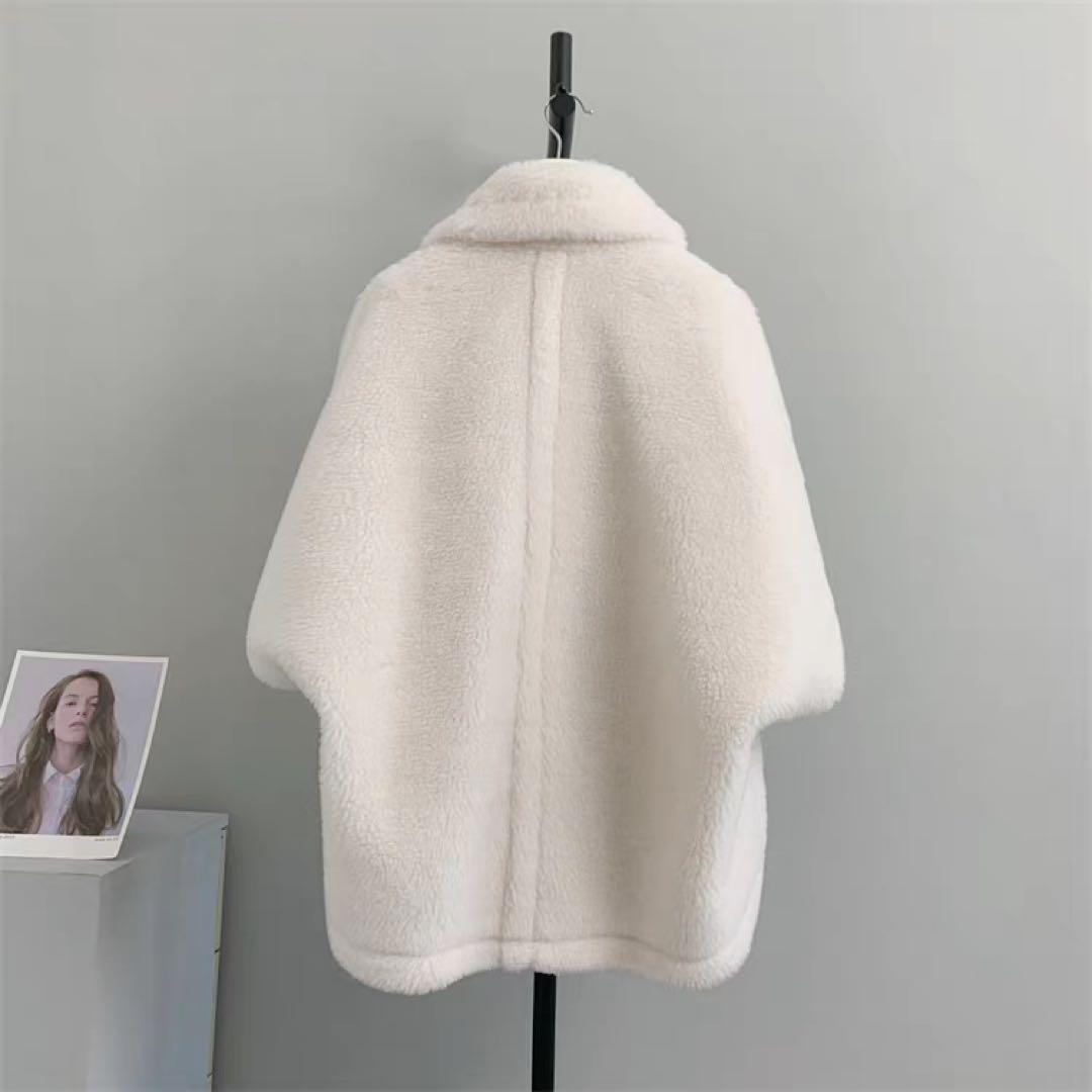 テディベアケープコート　アルパカウール　ホワイトM