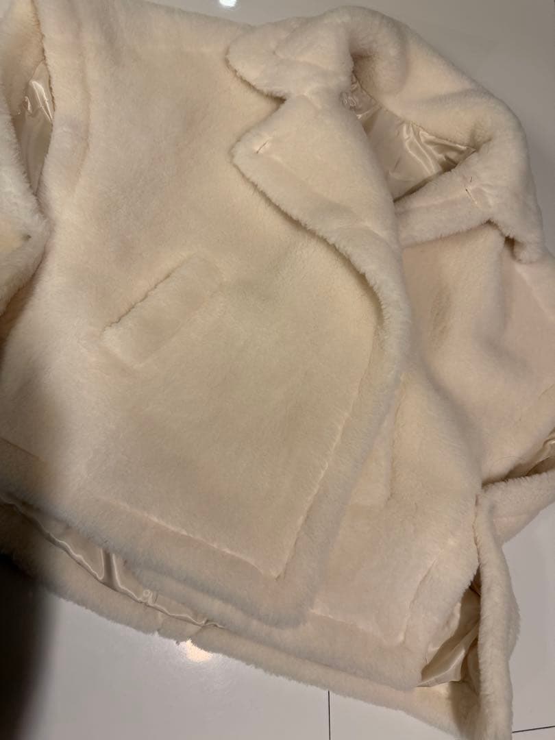 テディベアケープコート　アルパカウール　ホワイトM