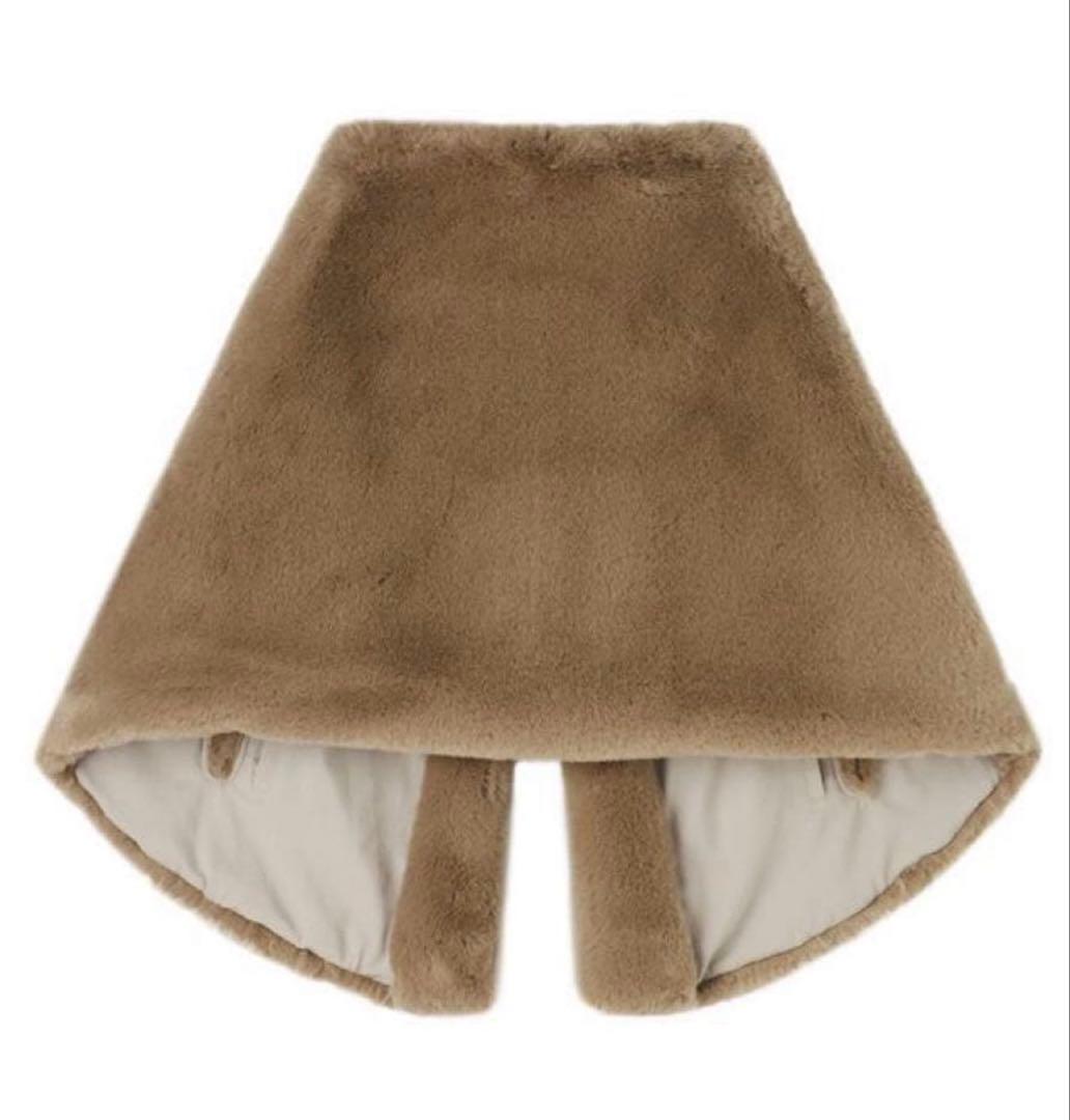 【JENNE】 リッチボリュームファーケープ ベージュ　ほぼ未使用　キャメル