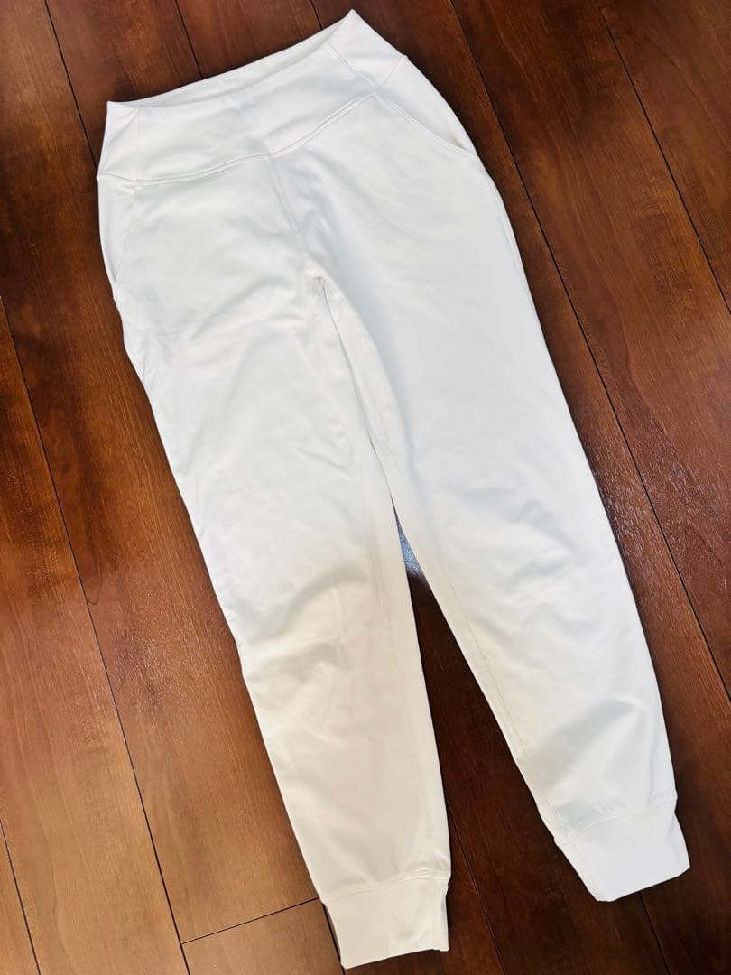 andar アンダール　裏起毛　ジョガーフィット　ホワイト ストレッチ　パンツ