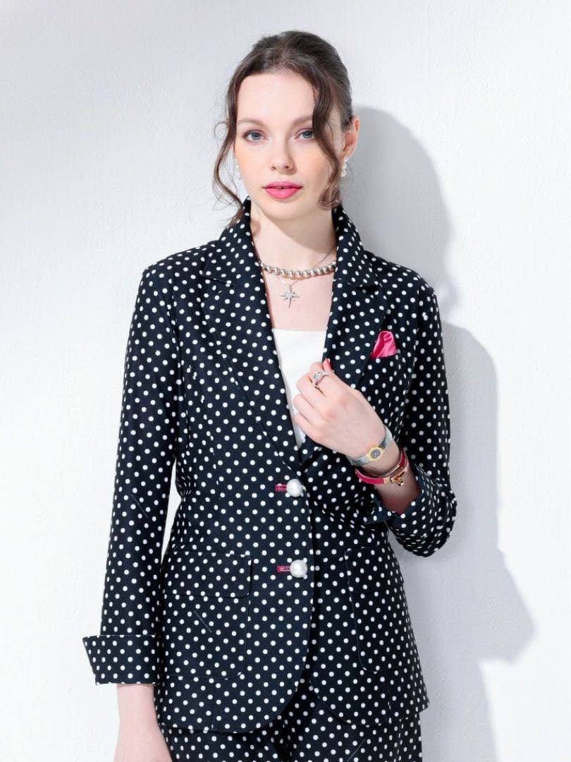 美品 25SS レジーナロマンティコ ドットジャケット パールボタン 36