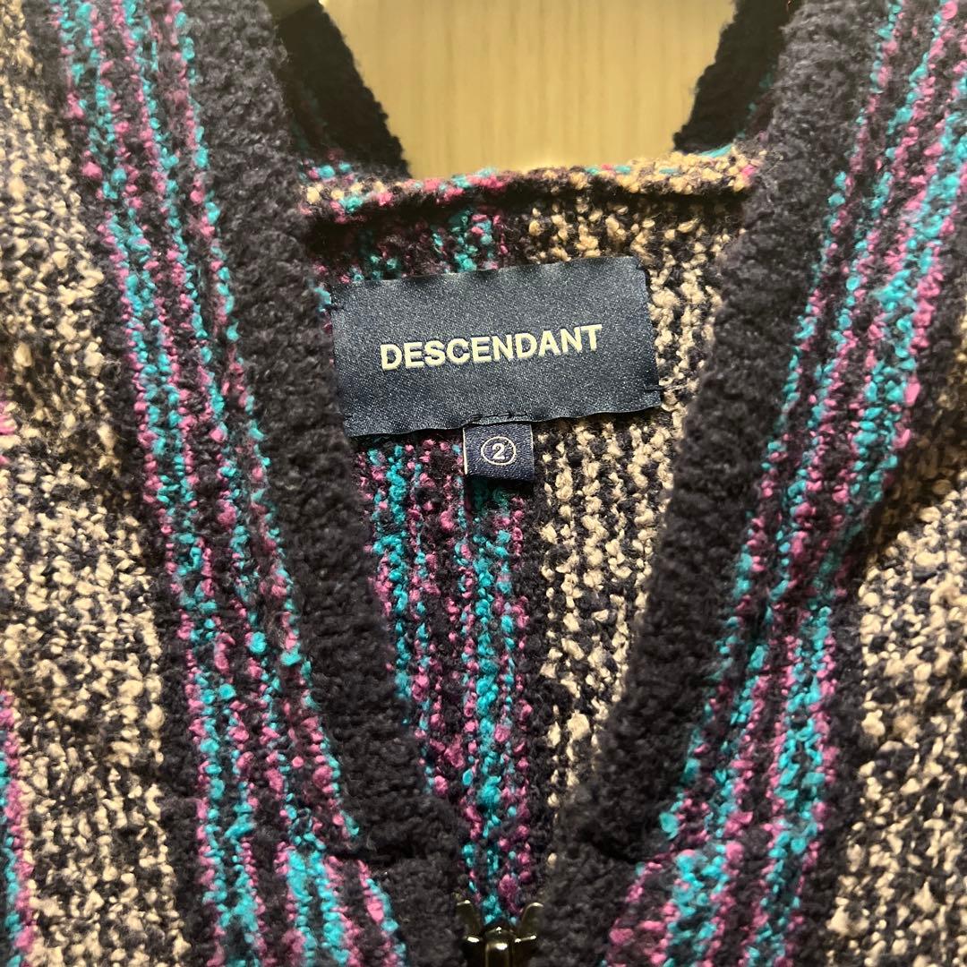 DESCENDANT ストライプ フード付きニット