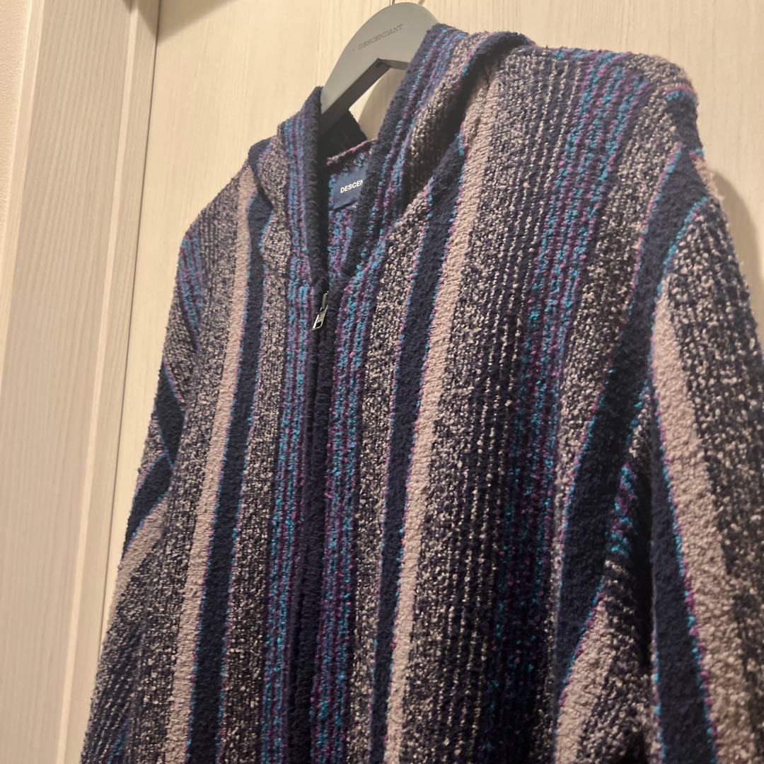 DESCENDANT ストライプ フード付きニット