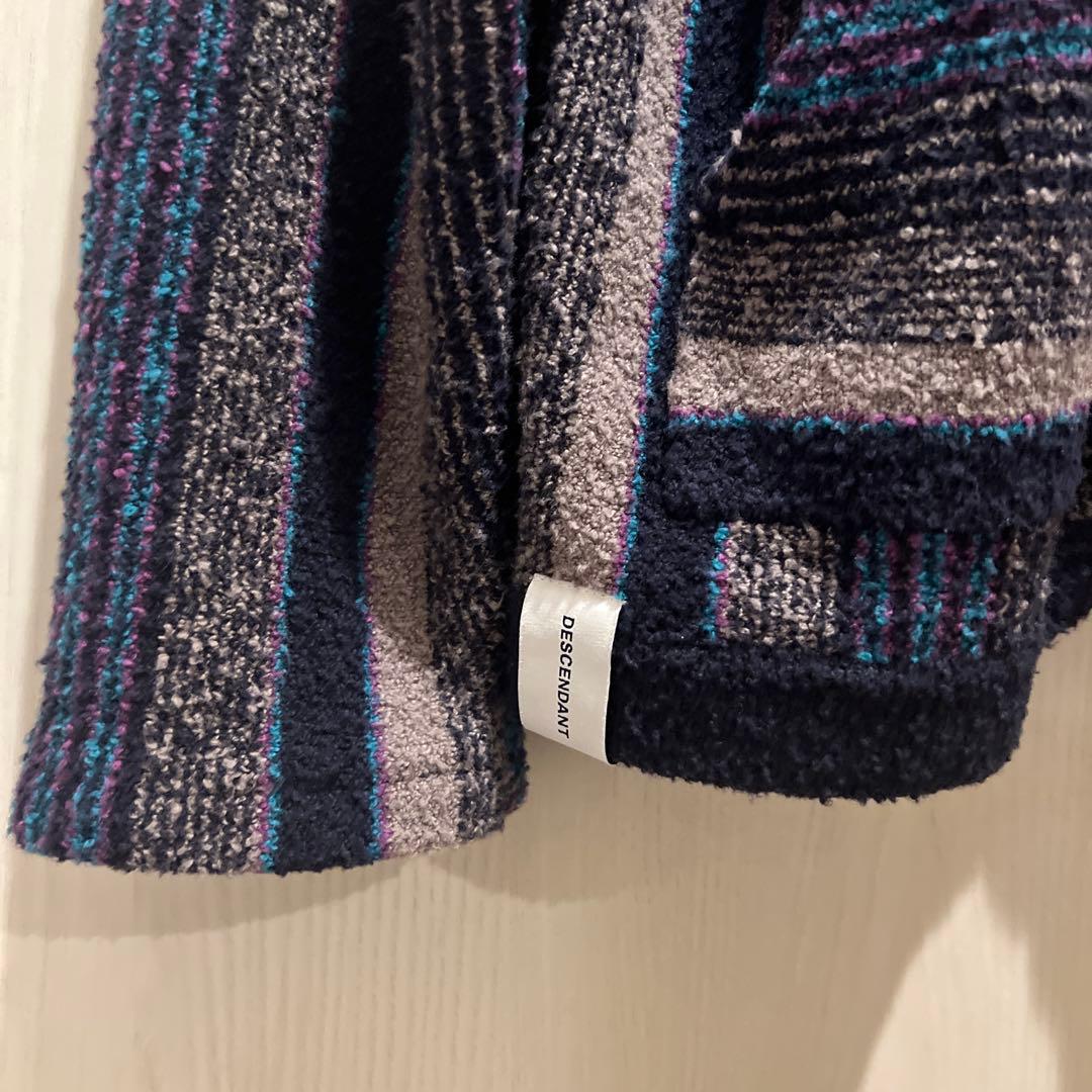 DESCENDANT ストライプ フード付きニット