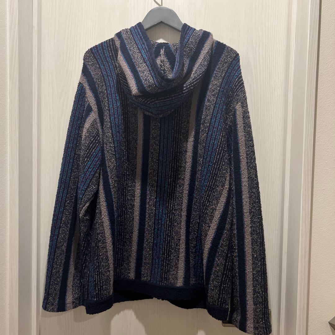 DESCENDANT ストライプ フード付きニット