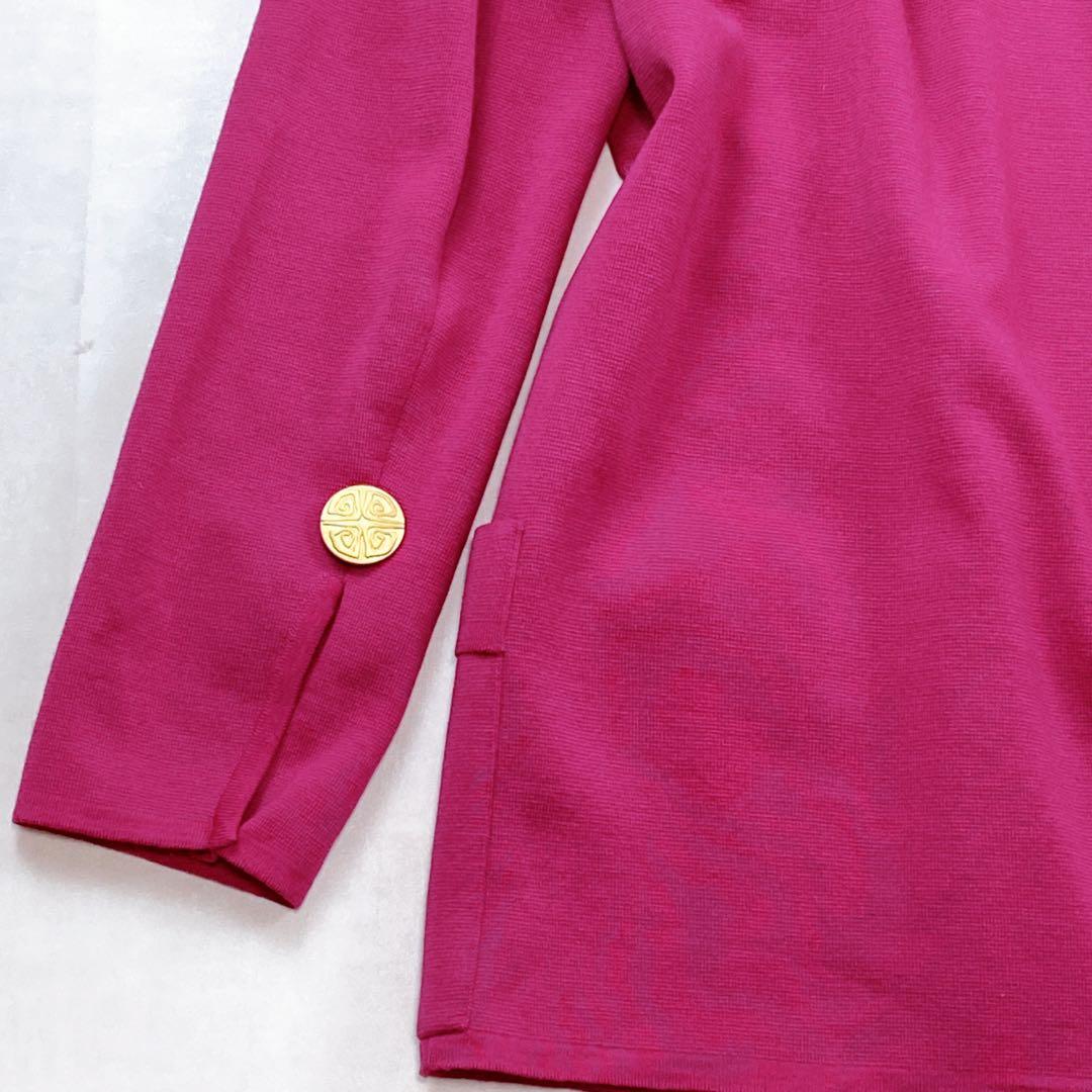 イブサンローラン ニットジャケット 金ボタン ダブル カーディガン ピンク