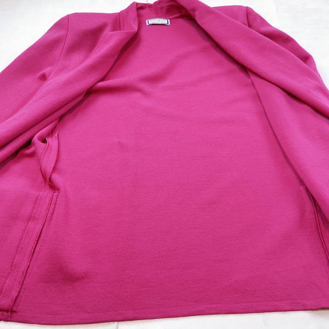 イブサンローラン ニットジャケット 金ボタン ダブル カーディガン ピンク