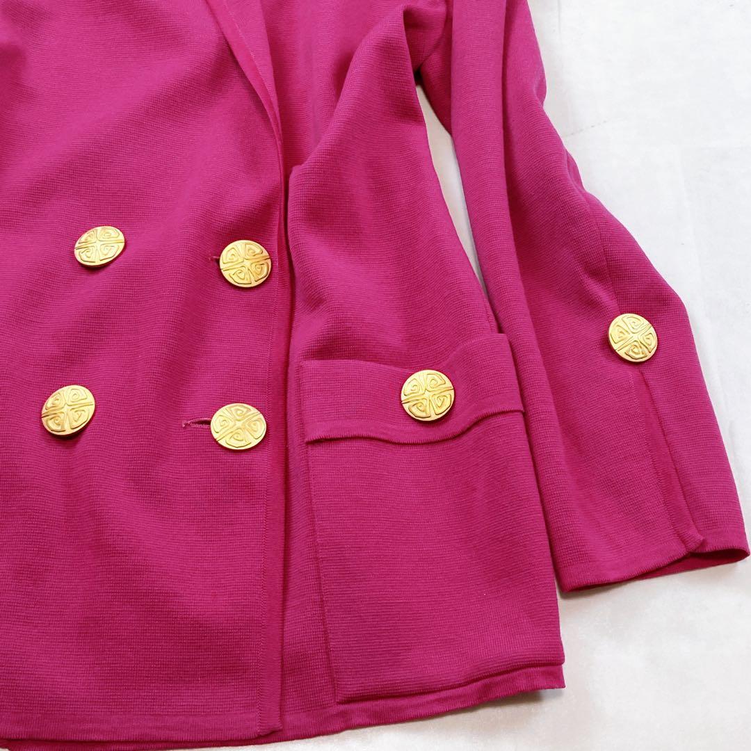 イブサンローラン ニットジャケット 金ボタン ダブル カーディガン ピンク