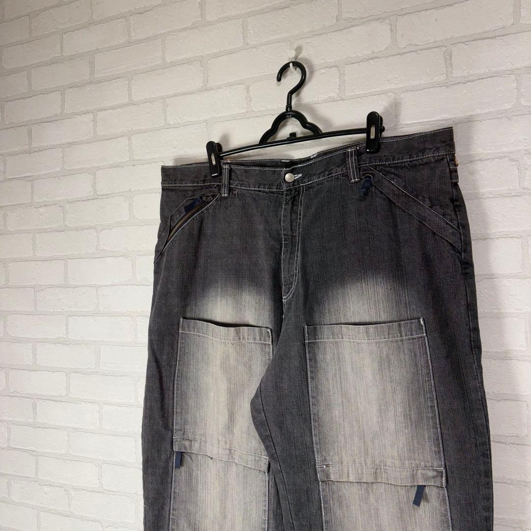 PWT 多ポケット 超極太 オーバーサイズ ブラックデニム バギーパンツ B系