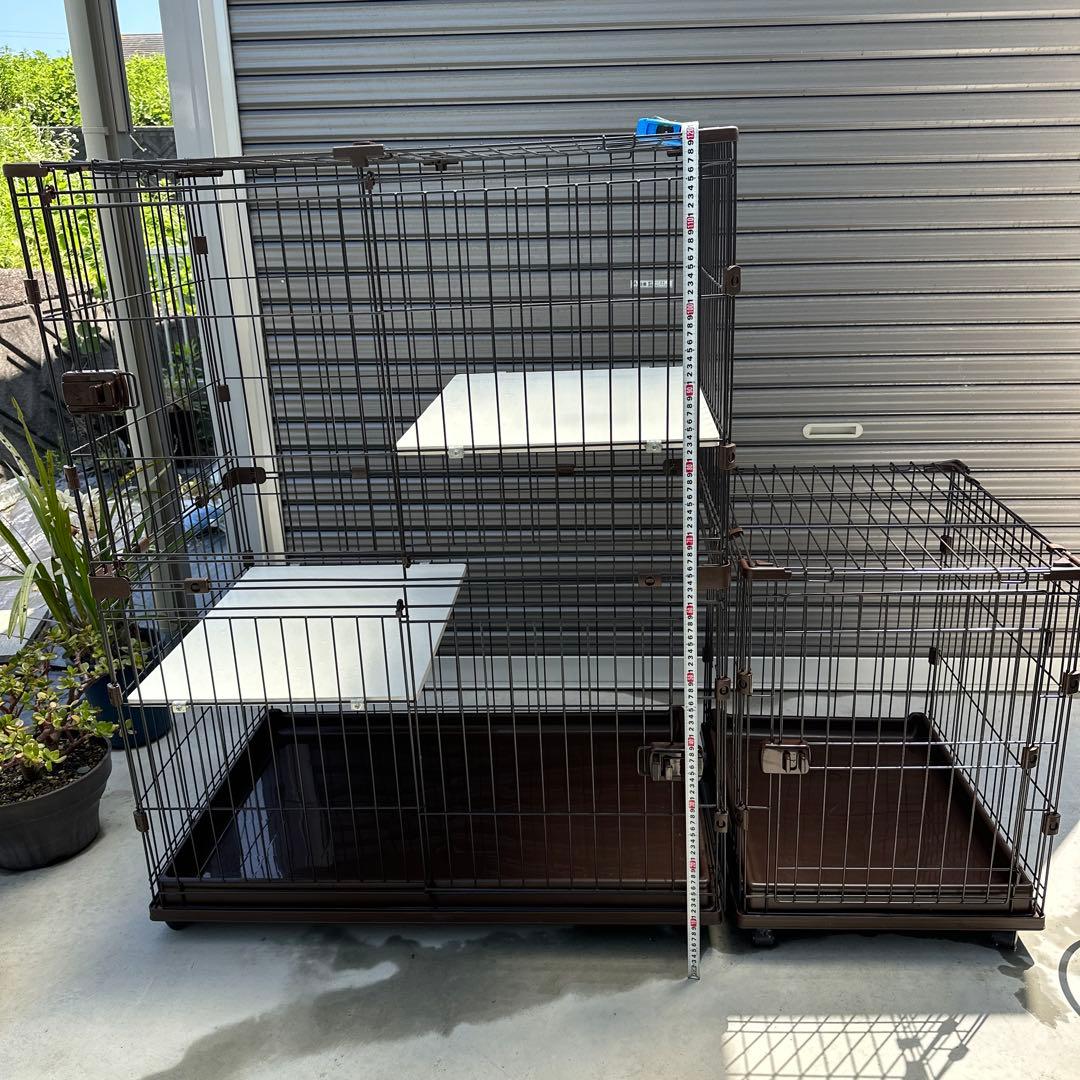 ブラウンキャットケージ 2段棚付き