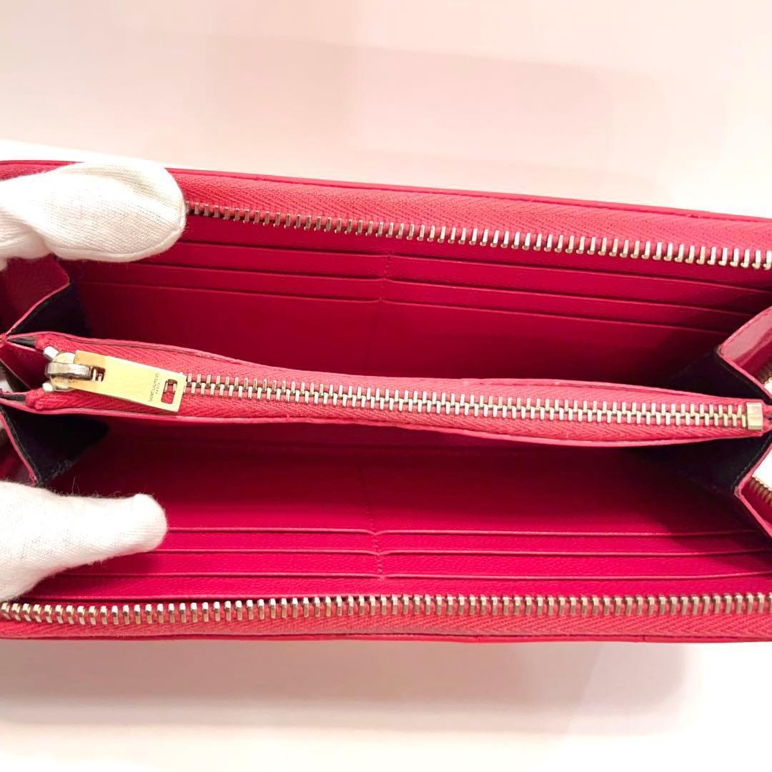 サンローラン 長財布 カサンドラ ラウンドファスナー キャビアスキン ピンク